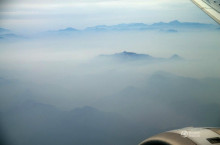 航班上拍摄南北雾霾